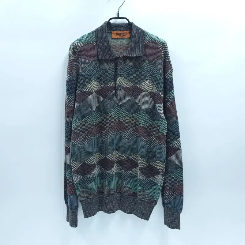 MISSONI 미쏘니 코튼블랜드 멀티 아가일 반오픈 카라 니트 C113